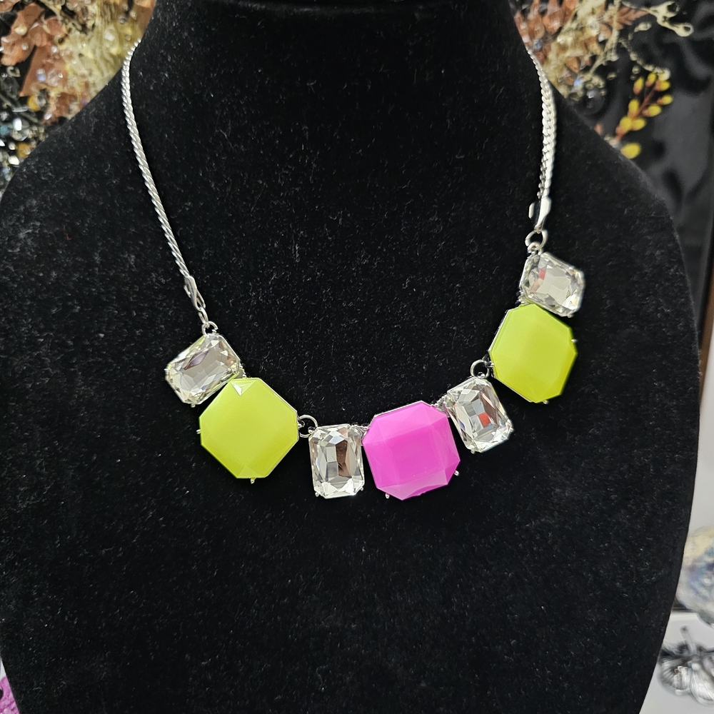 Vibrant Pink and Yellow Statement Necklace
